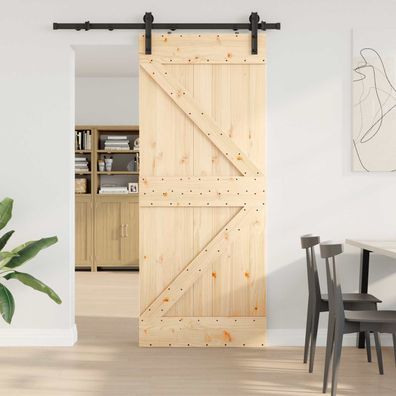 vidaXL Schiebetür NARVIK Natürlich und Schwarz 85 x 210 cm (152,5 cm)