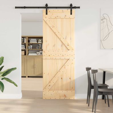 vidaXL Schiebetür NARVIK Natürlich und Schwarz 70 x 210 cm (152,5 cm)