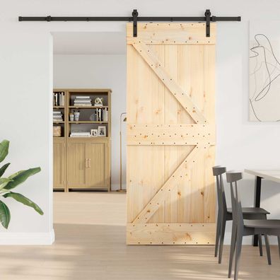 vidaXL Schiebetür NARVIK Natürlich und Schwarz 85 x 210 cm (213,5 cm)
