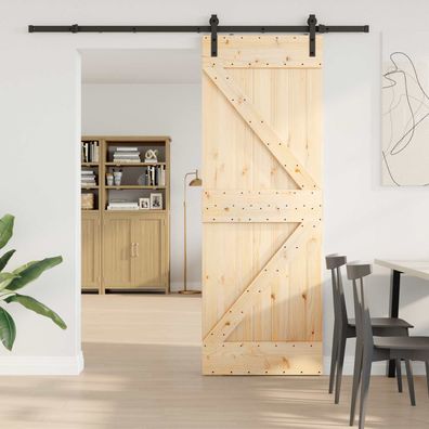 vidaXL Schiebetür NARVIK Natürlich und Schwarz 70 x 210 cm (213,5 cm)