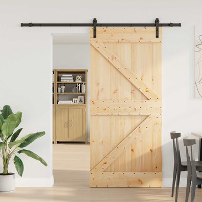vidaXL Schiebetür NARVIK Natürlich und Schwarz 100 x 210 cm (213,5 cm)