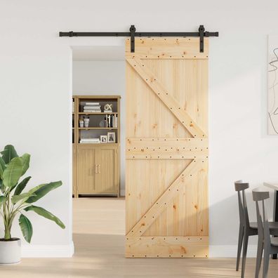 vidaXL Schiebetür NARVIK Natürlich und Schwarz 80 x 210 cm (152,5 cm)