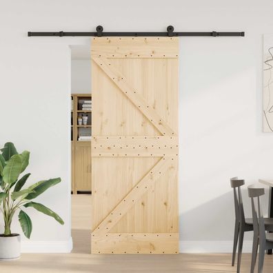 vidaXL Schiebetür NARVIK Natürlich und Schwarz 85 x 210 cm (213,5 cm)