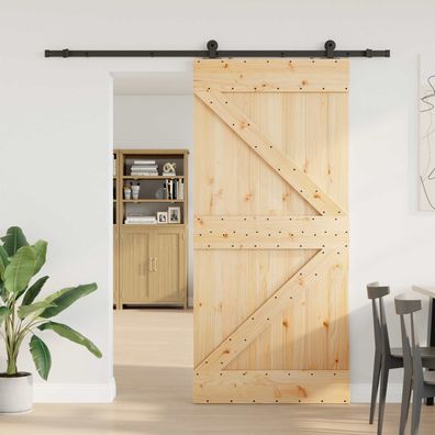 vidaXL Schiebetür NARVIK Natürlich und Schwarz 100 x 210 cm (213,5 cm)