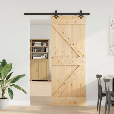 vidaXL Schiebetür NARVIK Natürlich und Schwarz 80 x 210 cm (152,5 cm)