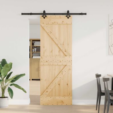 vidaXL Schiebetür NARVIK Natürlich und Schwarz 70 x 210 cm (152,5 cm)