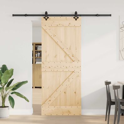 vidaXL Schiebetür NARVIK Natürlich und Schwarz 85 x 210 cm (213,5 cm)
