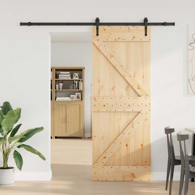vidaXL Schiebetür NARVIK Natürlich und Schwarz 80 x 210 cm (213,5 cm)