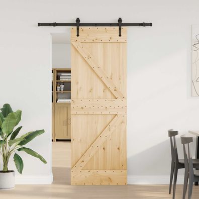 vidaXL Schiebetür NARVIK Natürlich und Schwarz 70 x 210 cm (152,5 cm)