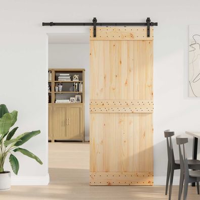 vidaXL Schiebetür NARVIK Natürlich und Schwarz 85 x 210 cm (152,5 cm)