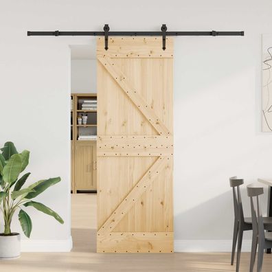 vidaXL Schiebetür NARVIK Natürlich und Schwarz 70 x 210 cm (213,5 cm)