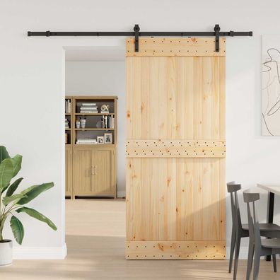 vidaXL Schiebetür NARVIK Natürlich und Schwarz 95 x 210 cm (213,5 cm)