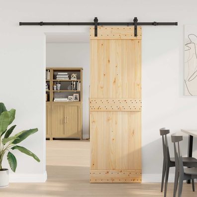 vidaXL Schiebetür NARVIK Natürlich und Schwarz 70 x 210 cm (213,5 cm)