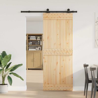 vidaXL Schiebetür NARVIK Natürlich und Schwarz 80 x 210 cm (152,5 cm)