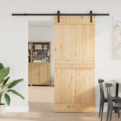 vidaXL Schiebetür NARVIK Natürlich und Schwarz 90 x 210 cm (213,5 cm)