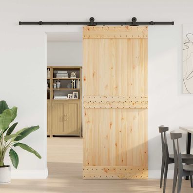 vidaXL Schiebetür NARVIK Natürlich und Schwarz 90 x 210 cm (213,5 cm)