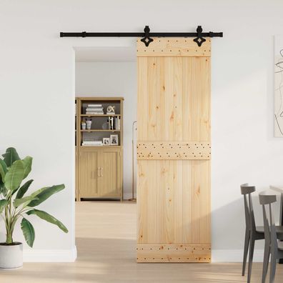 vidaXL Schiebetür NARVIK Natürlich und Schwarz 70 x 210 cm (152,5 cm)