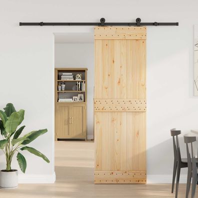 vidaXL Schiebetür NARVIK Natürlich und Schwarz 70 x 210 cm (213,5 cm)