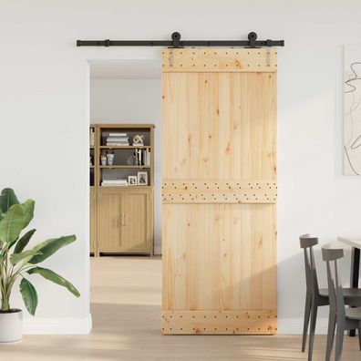 vidaXL Schiebetür NARVIK Natürlich und Schwarz 85 x 210 cm (152,5 cm)