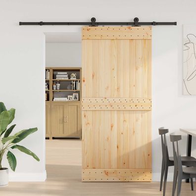 vidaXL Schiebetür NARVIK Natürlich und Schwarz 95 x 210 cm (213,5 cm)