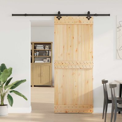 vidaXL Schiebetür NARVIK Natürlich und Schwarz 85 x 210 cm (213,5 cm)