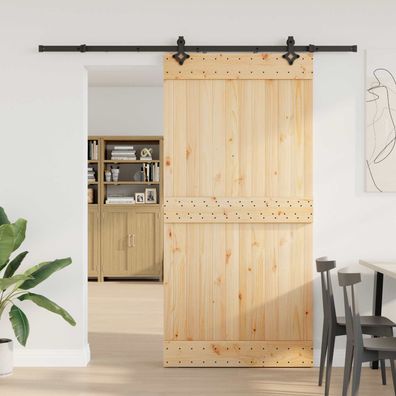 vidaXL Schiebetür NARVIK Natürlich und Schwarz 100 x 210 cm (213,5 cm)