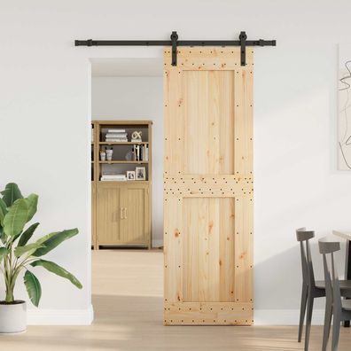vidaXL Schiebetür NARVIK Natürlich und Schwarz 70 x 210 cm (152,5 cm)