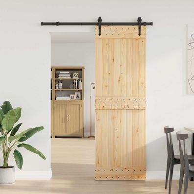 vidaXL Schiebetür NARVIK Natürlich und Schwarz 80 x 210 cm (152,5 cm)