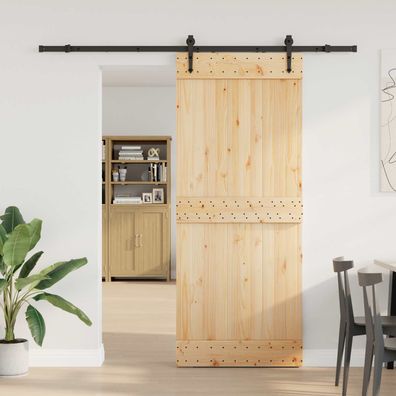vidaXL Schiebetür NARVIK Natürlich und Schwarz 85 x 210 cm (213,5 cm)