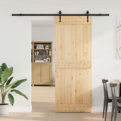 vidaXL Schiebetür NARVIK Natürlich und Schwarz 80 x 210 cm (213,5 cm)