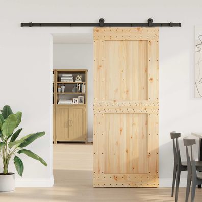 vidaXL Schiebetür NARVIK Natürlich und Schwarz 95 x 210 cm (213,5 cm)
