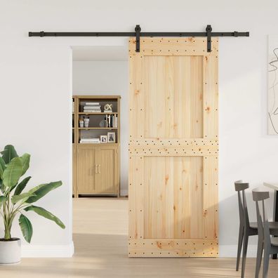 vidaXL Schiebetür NARVIK Natürlich und Schwarz 95 x 210 cm (213,5 cm)