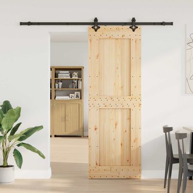vidaXL Schiebetür NARVIK Natürlich und Schwarz 80 x 210 cm (213,5 cm)