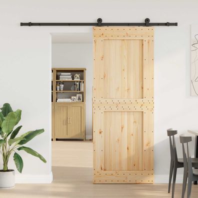 vidaXL Schiebetür NARVIK Natürlich und Schwarz 90 x 210 cm (213,5 cm)