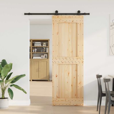 vidaXL Schiebetür NARVIK Natürlich und Schwarz 80 x 210 cm (152,5 cm)