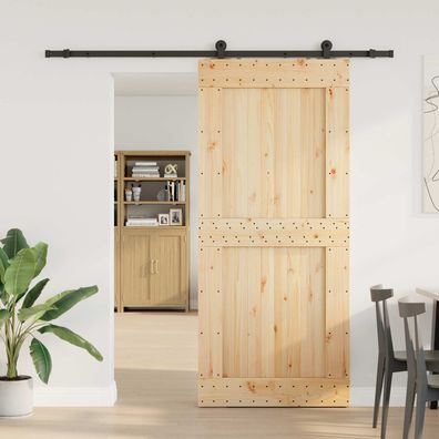 vidaXL Schiebetür NARVIK Natürlich und Schwarz 100 x 210 cm (213,5 cm)