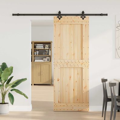 vidaXL Schiebetür NARVIK Natürlich und Schwarz 85 x 210 cm (213,5 cm)