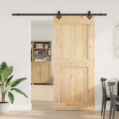 vidaXL Schiebetür NARVIK Natürlich und Schwarz 100 x 210 cm (213,5 cm)