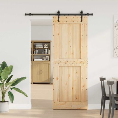 vidaXL Schiebetür NARVIK Natürlich und Schwarz 85 x 210 cm (152,5 cm)
