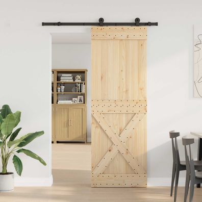 vidaXL Schiebetür NARVIK Natürlich und Schwarz 80 x 210 cm (152,5 cm)