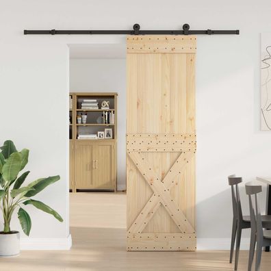 vidaXL Schiebetür NARVIK Natürlich und Schwarz 70 x 210 cm (213,5 cm)
