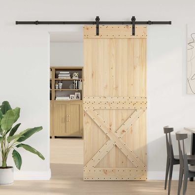 vidaXL Schiebetür NARVIK Natürlich und Schwarz 100 x 210 cm (213,5 cm)