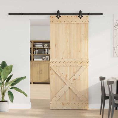 vidaXL Schiebetür NARVIK Natürlich und Schwarz 95 x 210 cm (213,5 cm)