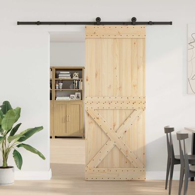 vidaXL Schiebetür NARVIK Natürlich und Schwarz 90 x 210 cm (213,5 cm)