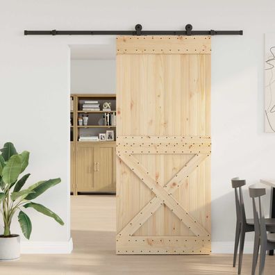 vidaXL Schiebetür NARVIK Natürlich und Schwarz 100 x 210 cm (213,5 cm)