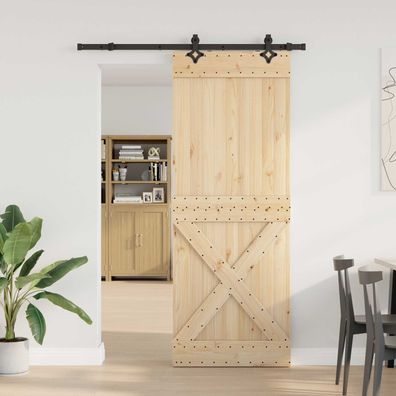 vidaXL Schiebetür NARVIK Natürlich und Schwarz 85 x 210 cm (152,5 cm)