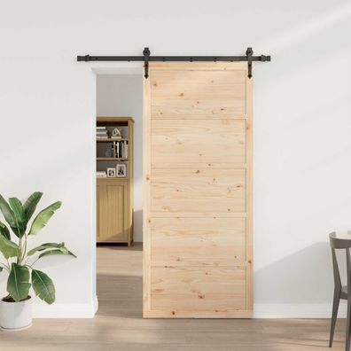 vidaXL Schiebetür Natur 80 x 208 cm Massives Kiefernholz