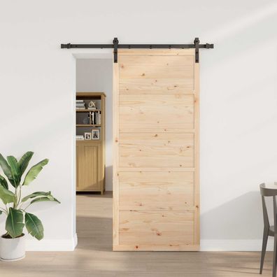 vidaXL Schiebetür Natur 80 x 208 cm Massives Kiefernholz