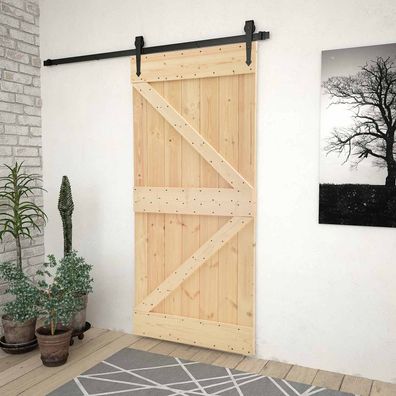 vidaXL Tür NARVIK Natur 90 x 210 cm Massivkiefer