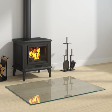 vidaXL Feuerstelle Glasplatte Transparent 80 x 60 cm Glas
